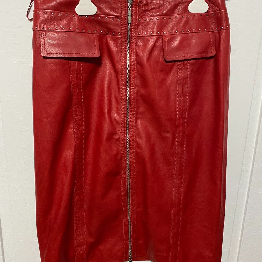 Doncaster Red Leather Skirt